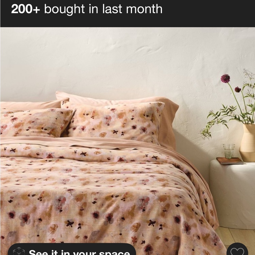 Floral Patterned Bedding Set - Cream and Pink